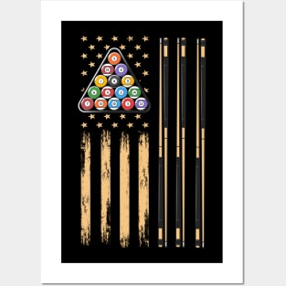 American Flag Billiard Pool Player Posters and Art